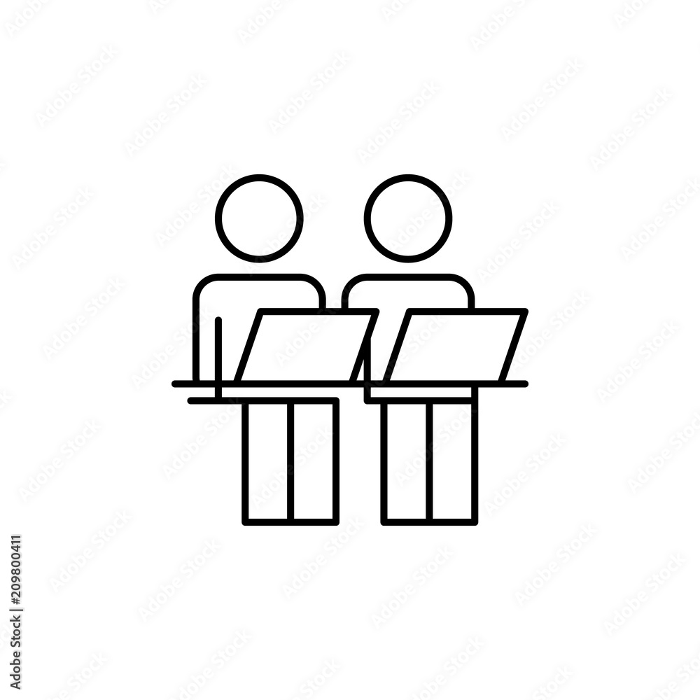 Aufkleber staff at the desk line icon. element of business organisation icon for mobile concept and web apps. 
