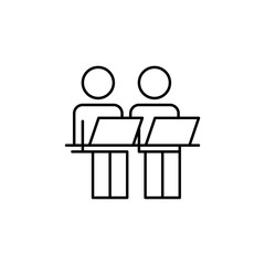 staff at the desk line icon. Element of business organisation icon for mobile concept and web apps. Thin line staff at the desk icon can be used for web and mobile