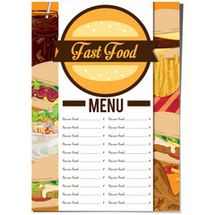 menu fastfood template design graphic set