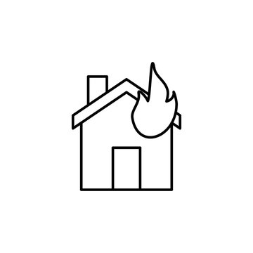 burning house line icon. Element of insurance sign for mobile concept and web apps. Thin line burning house icon can be used for web and mobile. Premium icon