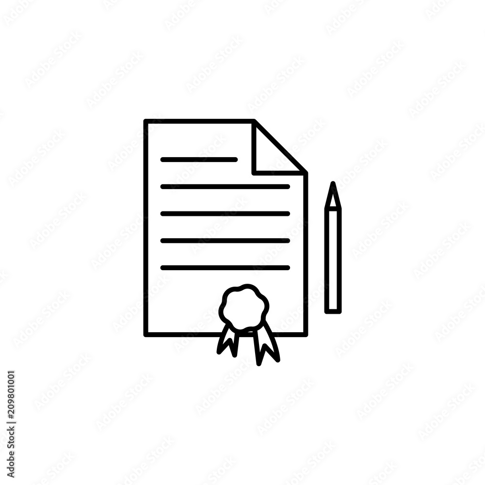 Poster contract line icon. element of insurance sign for mobile concept and web apps. thin line contract ic
