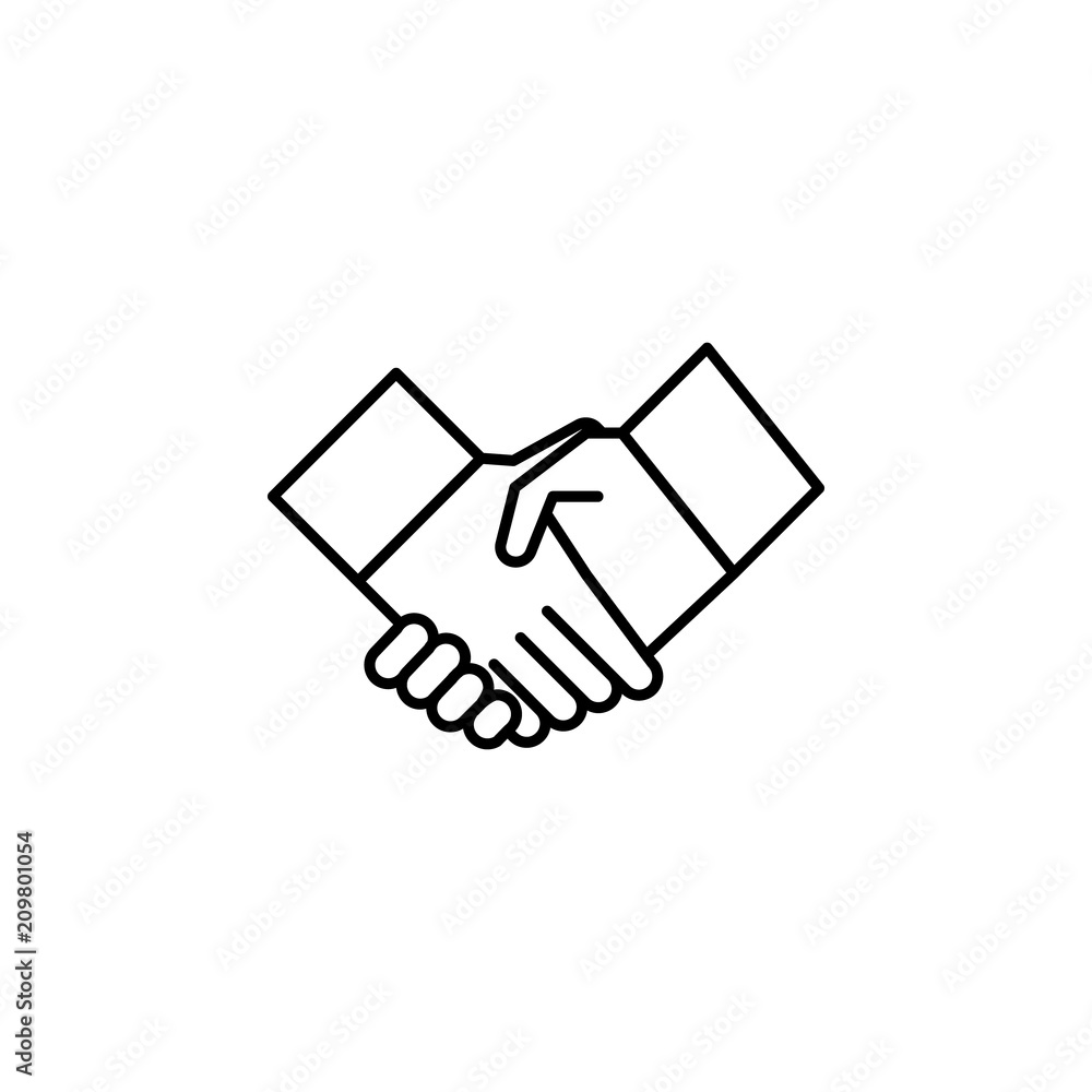 Poster handshake line icon. element of insurance sign for mobile concept and web apps. thin line handshake 