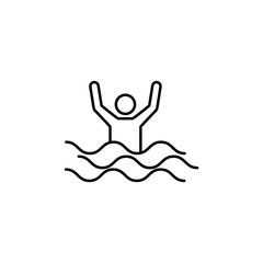 sinking person line icon. Element of insurance sign for mobile concept and web apps. Thin line sinking person icon can be used for web and mobile. Premium icon