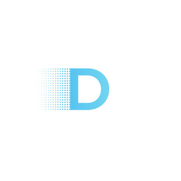 Pixel  typography letter D logo. Technological modern font calligraphy