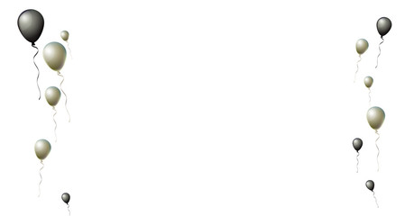 Realistic Black and Silver Helium Balloons. Party, Christmas, Birthday, New Year Festive Decoration. Elegant Black Friday Sale Confetti. Falling Down, Flying Up Black and Silver Balloons Set © graficanto