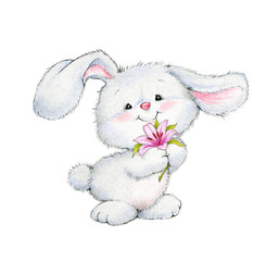 Cute bunny with flower - 209803204