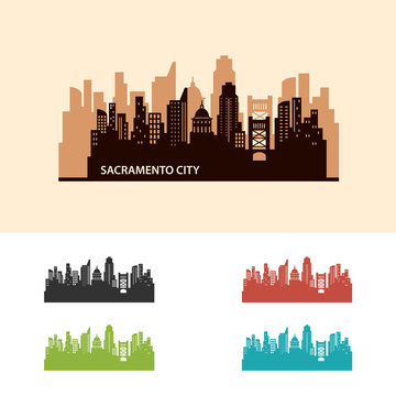 Sacramento City Icon Skyline Logo Vector