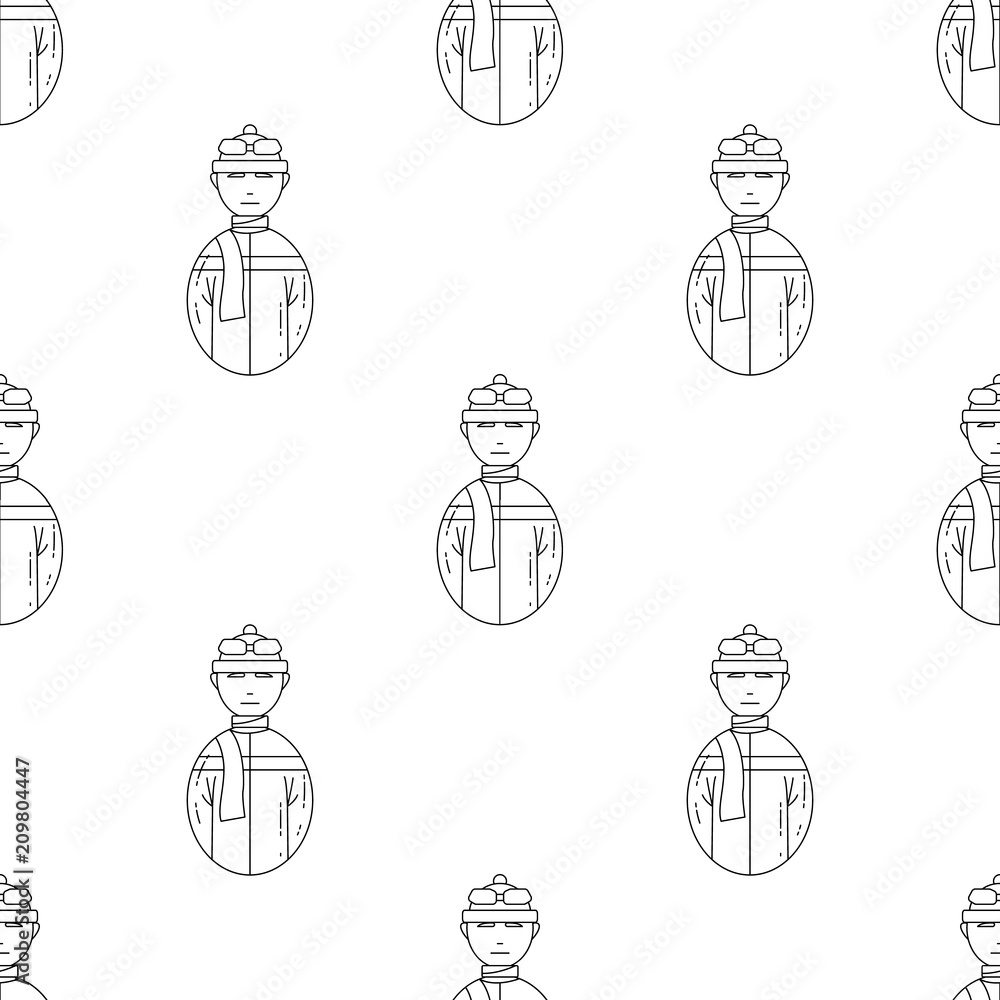 Poster avatar skier icon. element of avatars icon for mobile concept and web apps. pattern repeat seamless 