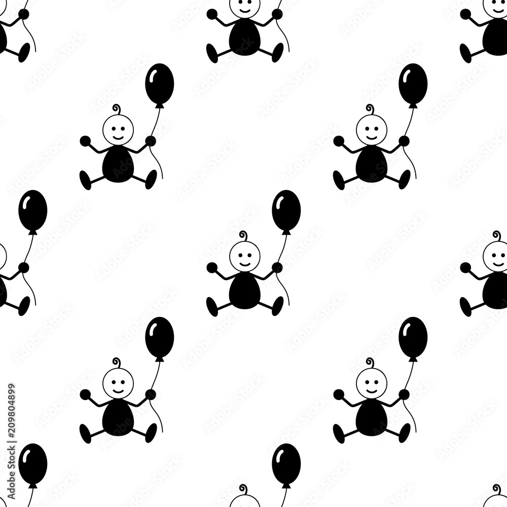 Poster child with a ball icon. element of baby icon for mobile concept and web apps. pattern repeat seamles
