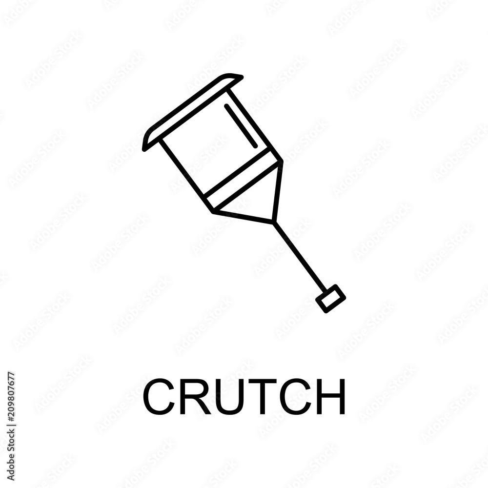 Poster crutch line icon. element of medicine icon with name for mobile concept and web apps. thin line crut