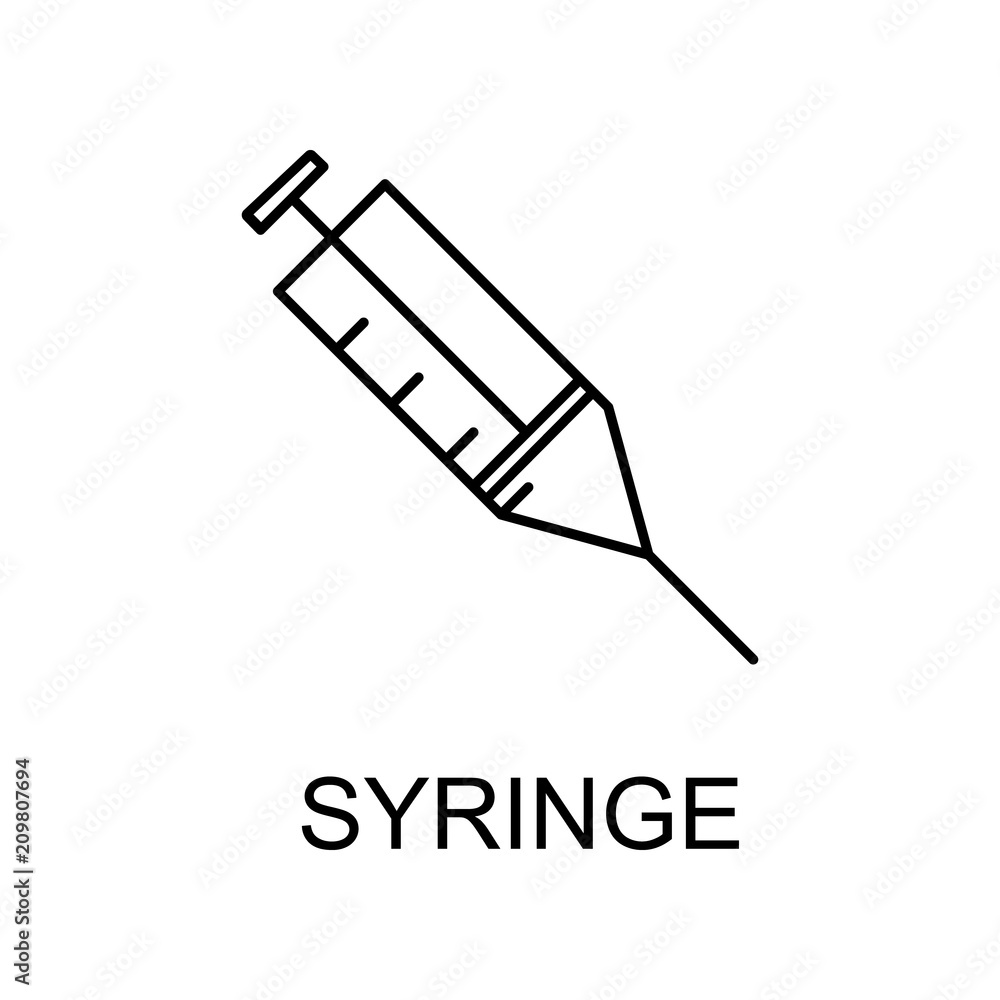 Poster syringe line icon. element of medicine icon with name for mobile concept and web apps. thin line syr