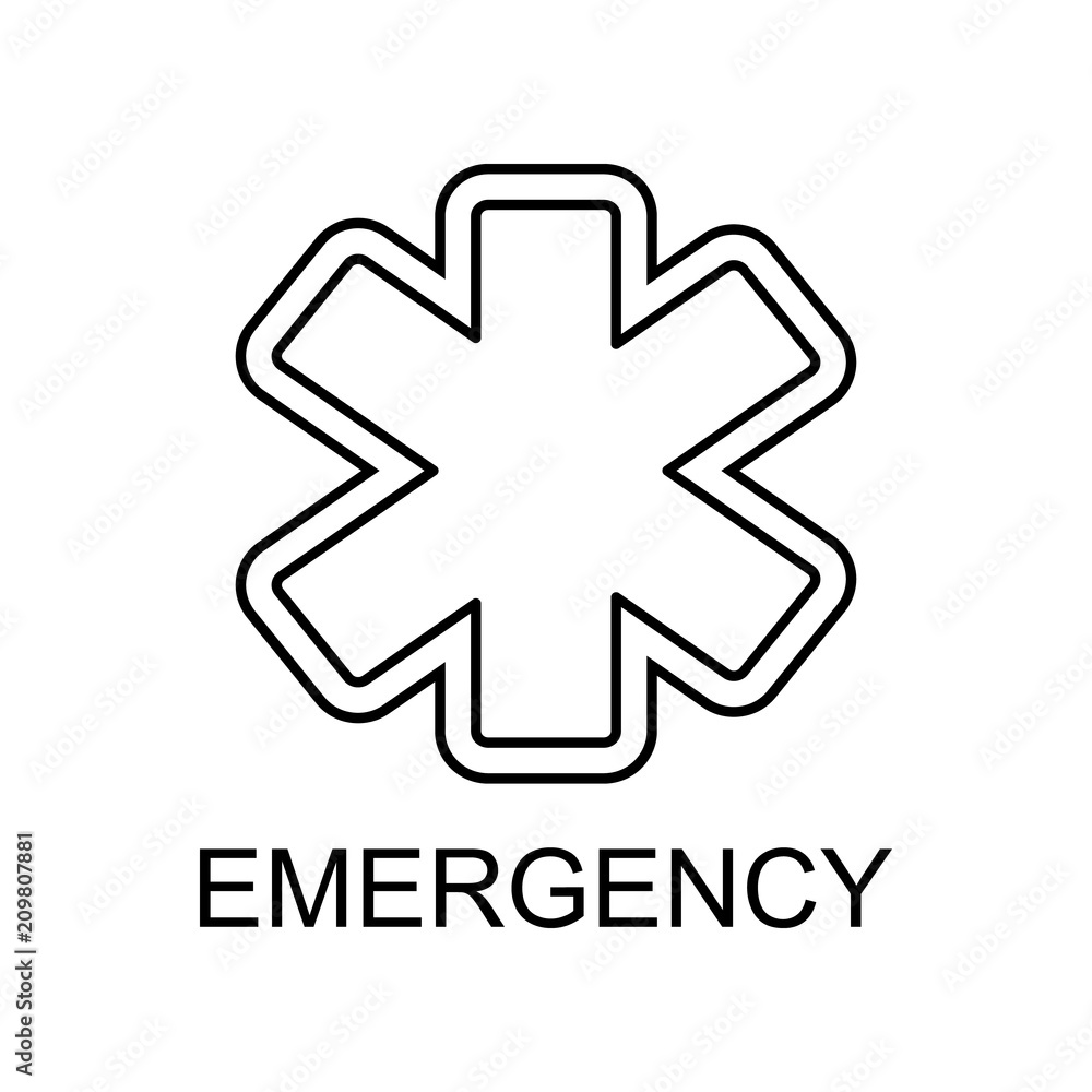 Poster emergency sign line icon. element of medicine icon with name for mobile concept and web apps. thin l