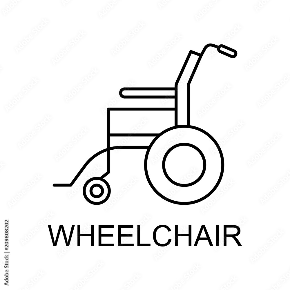 Poster wheelchair line icon. element of medicine icon with name for mobile concept and web apps. thin line 
