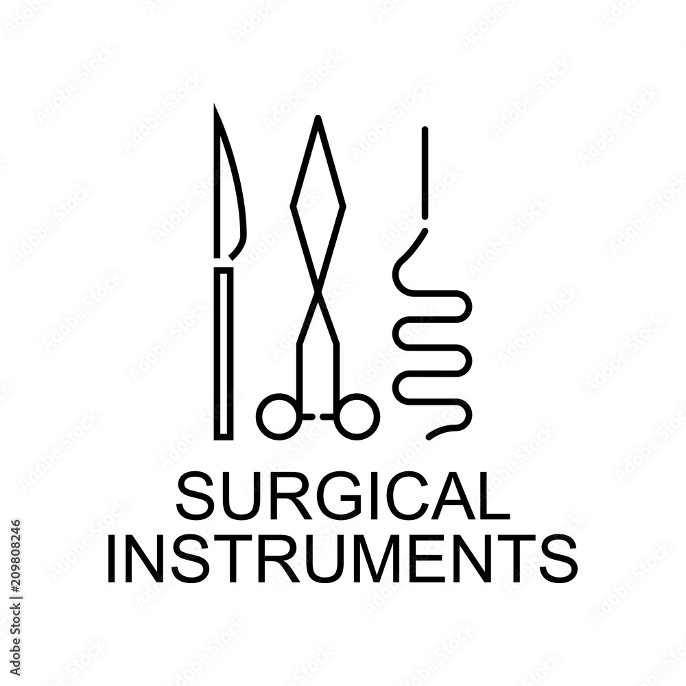 Poster surgical instruments line icon. element of medicine icon with name for mobile concept and web apps. 