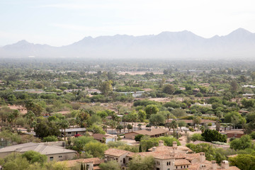 Fototapeta na wymiar Scottsdale, Arizona with the outline of mountains