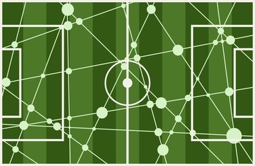 Molecule and communication background. Football field textured by connected lines with dots.