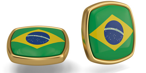 Brazil flag symbol isolated on white background. 3D illustration.