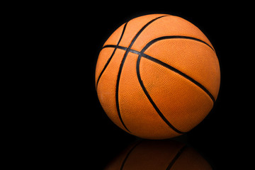 Fototapeta premium Isolated of Basketball on Black Background