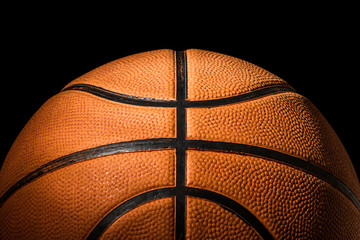 Close up of Basketball on Black Background