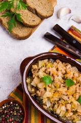 Stewed cabbage with minced meat