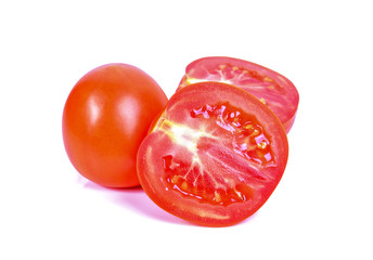 Tomato slices isolated on white background