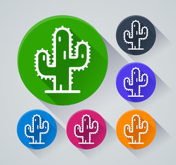 Obraz premium cactus circle icons with shadow