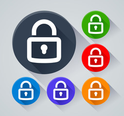 padlock circle icons with shadow
