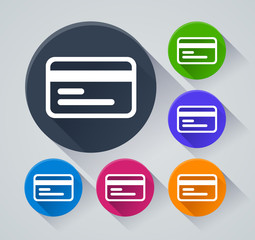 bank card circle icons with shadow