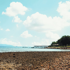 pebble beach and sky background