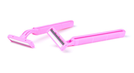 Two of Pink lady shavers isolated on white background