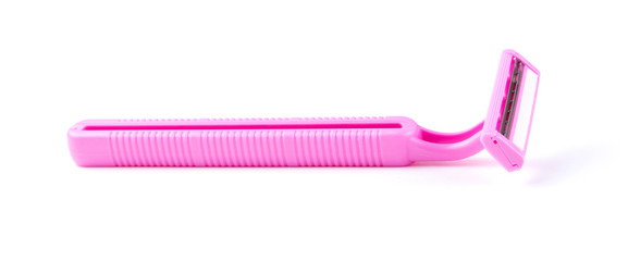 One Pink lady shaver isolated on white background