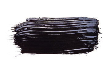 Black paint brush strokes texture isolated on white background