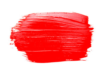 red paint brush strokes texture isolated on white background