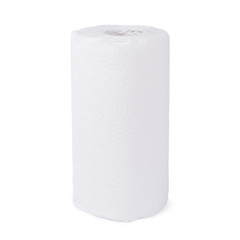 One white roll papper towel isolated on white background