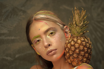 tropical make-up. Colors festival celebration
