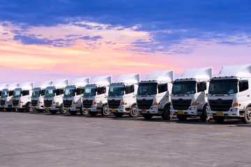 The new truck fleet is parking at yard.