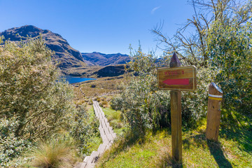 panoramic view of the main trail in the Cajas park