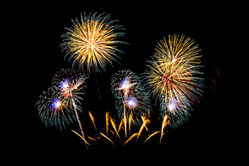 Beautiful fireworks display on black sky