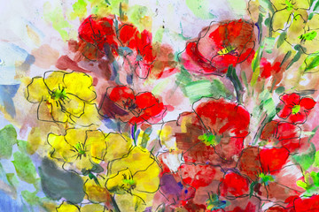 Fototapeta na wymiar texture oil painting flowers, painting vivid flowers, flora