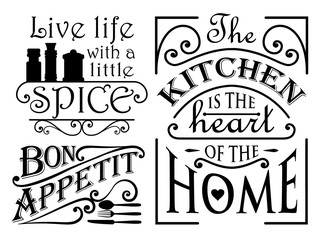 Slats personalizados para cozinha com sua foto Set of kitchen quote designs