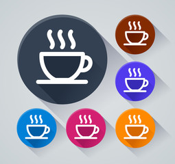 hot drink circle icons with shadow