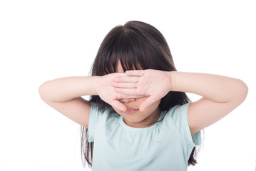 Child use hands off my own eyes.