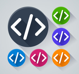 code circle icons with shadow