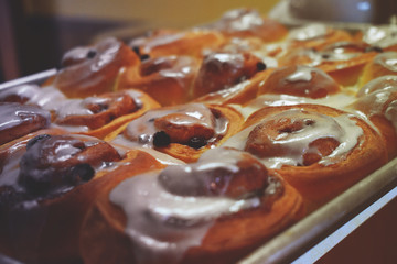 Home-made breakfast cinnamon rolls fresh from the oven
