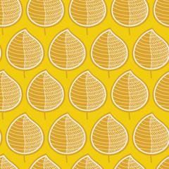 Fototapeta premium Geometric leaves seamless vector pattern. Perfect for fabric, all kinds of paper projects, and stationery.