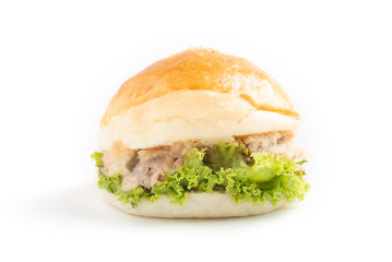 tuna burger isolated on white background