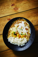 Cheese curry with rice 