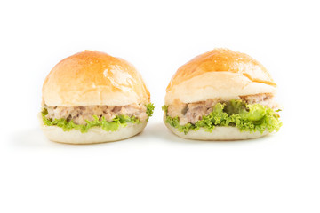 tuna burger isolated on white background