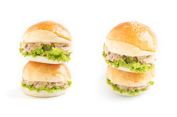 tuna burger isolated on white background