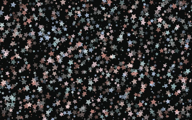 Transparent little stars of different colors on a dark background. The pattern of the night sky. Vector illustration 